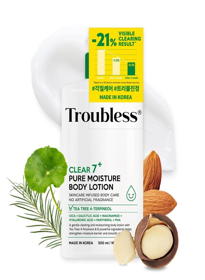 Troubless CLEAR 7 Plus Pure Moisture Body Lotion - Hydrating Body Moisturizer for Troubled Sensitive Skin w/ 7 Skincare Ingredients Gentle, Calming & Non Greasy Body Cream for Women & Men (16.9 fl oz) - Image 1